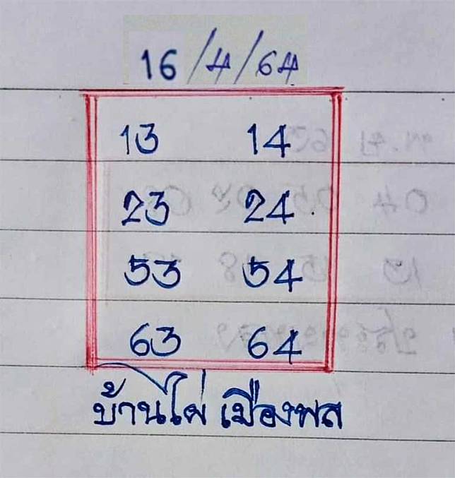 เลขเด็ด บ้านไผ่16/4/64
