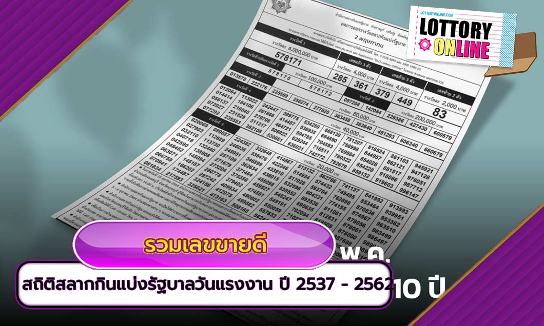 รวมเลขขายดี สถิติสลากกินแบ่งรัฐบาลวันแรงงาน ย้อนหลัง ปี 2537 – 2562..!