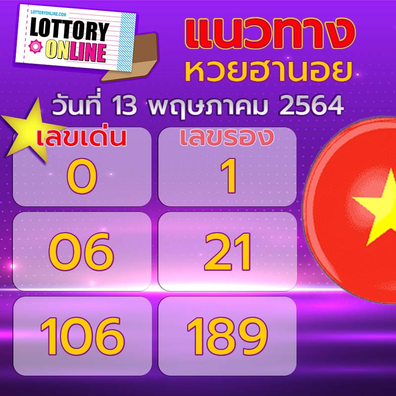 แนวทางหวยฮานอย 13/5/64